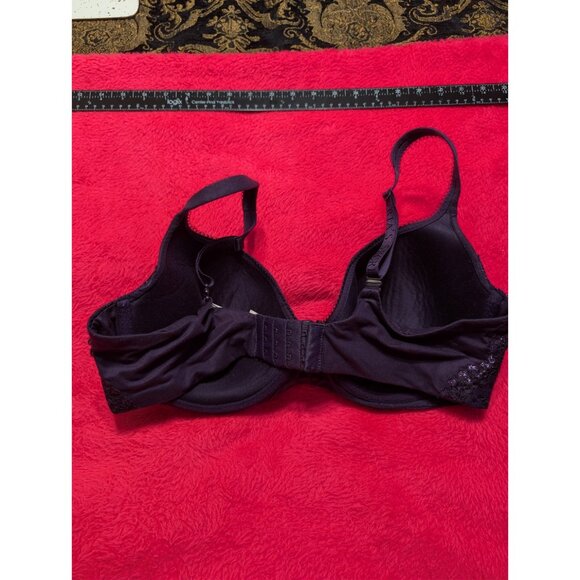 Victoria’s Secret 38D Lined Demi Bra Black Purple Lace Underwire Floral Style - Picture 5 of 8